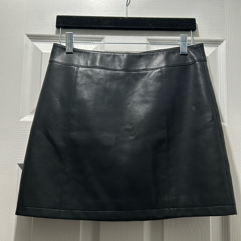 Faux Black Leather Skirt